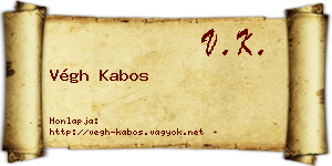 Végh Kabos névjegykártya